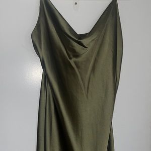 Princess Polly Green midi slip stain dress